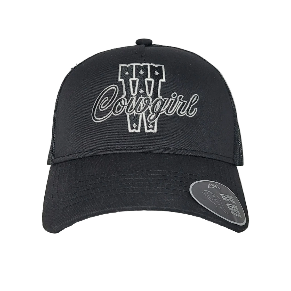 Casquette western | Logo brodé blanc CGIRL | Noire et maille noire