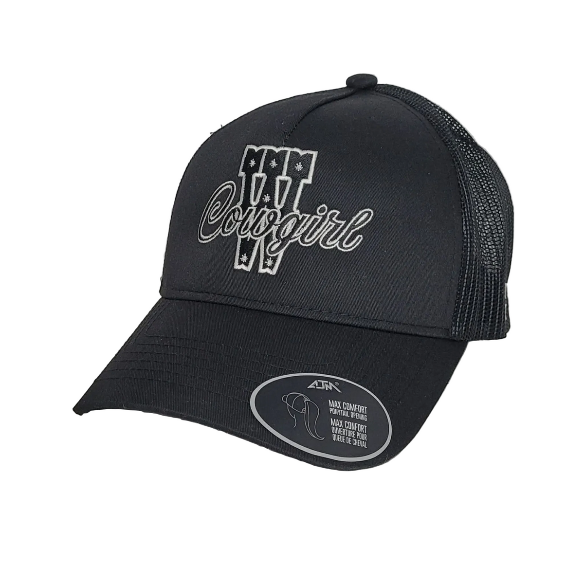 Casquette western | Logo brodé blanc CGIRL | Noire et maille noire