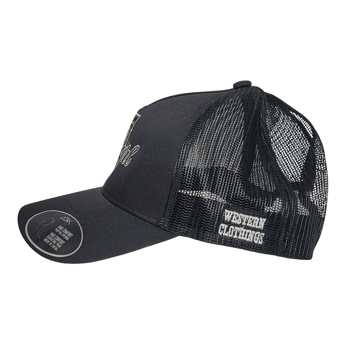 Casquette western | Logo brodé blanc CGIRL | Noire et maille noire