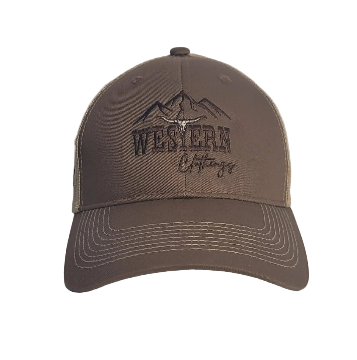 Casquette western style chasseur | Logo brodé noir WC | Brun
