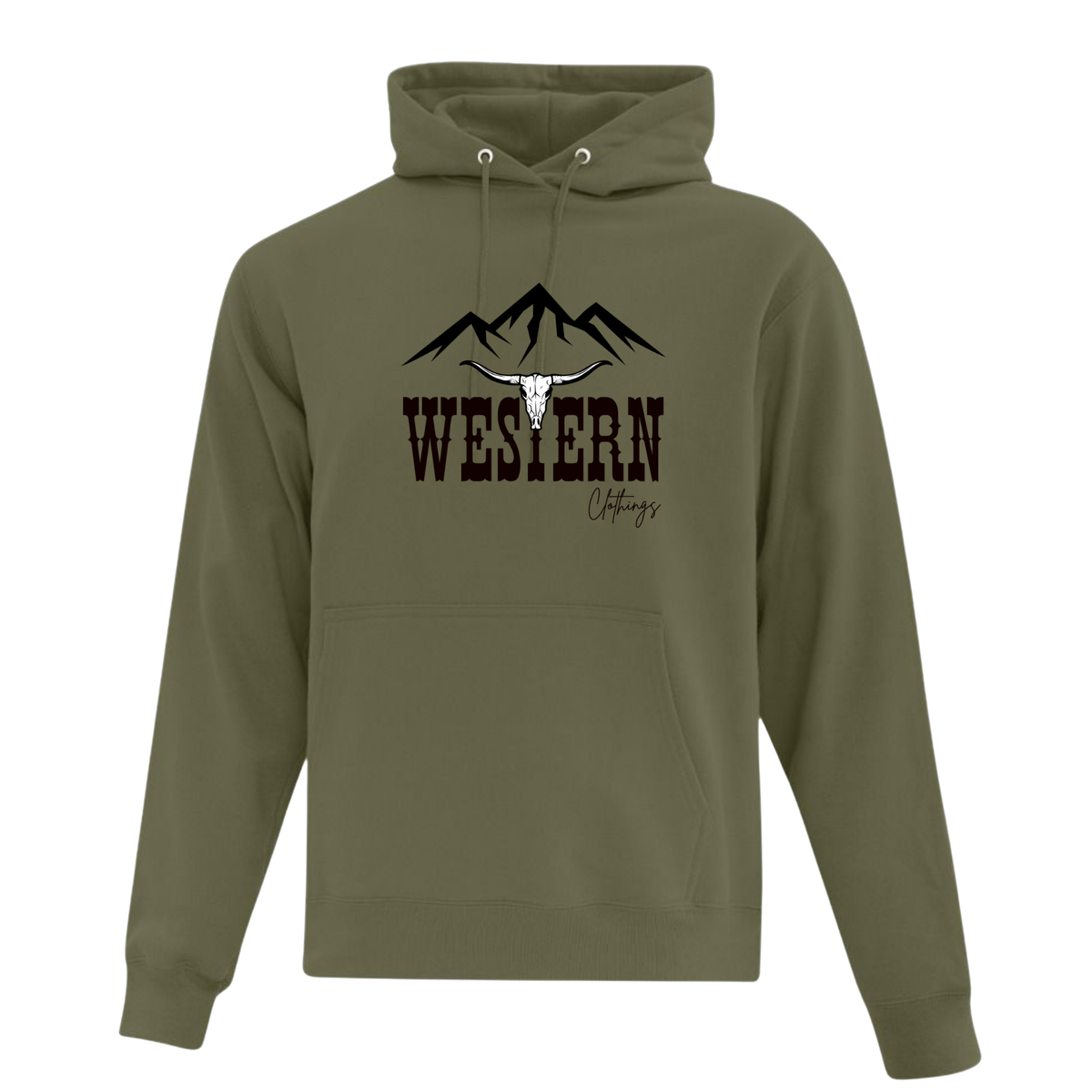 Hoodie Western Unisexe | WC | Caramel, noir, vert militaire ou sable