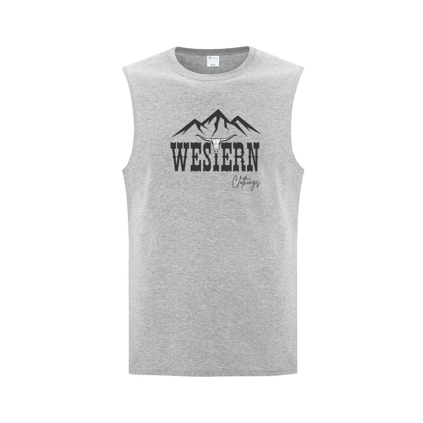 T-shirt Western sans manche Homme | WC | Gris chiné