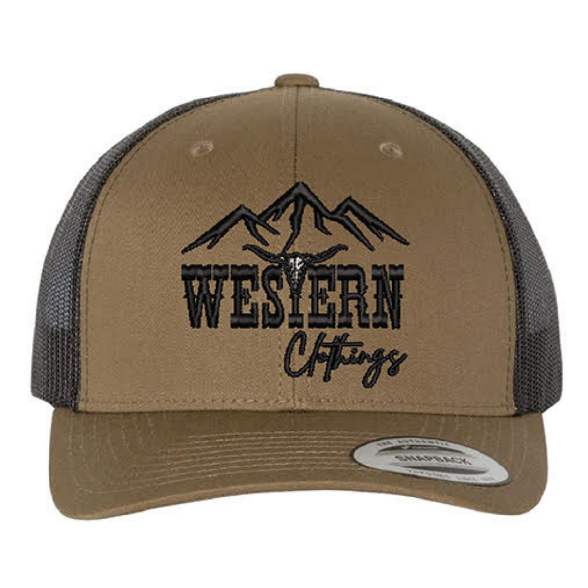 Casquette western | Logo brodé noir WC | Kaki et maille noire