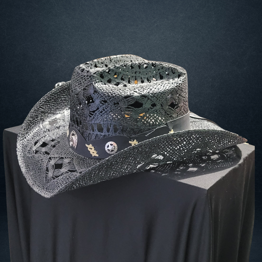 Chapeau de cowboy en paille noir