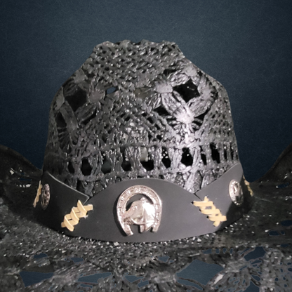 Chapeau de cowboy en paille noir