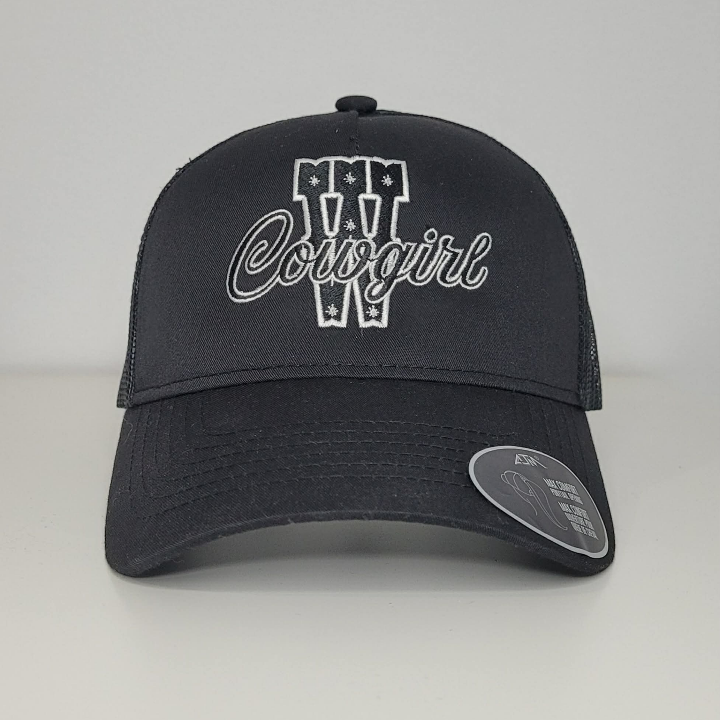 Casquette western | Logo brodé blanc CGIRL | Noire et maille noire