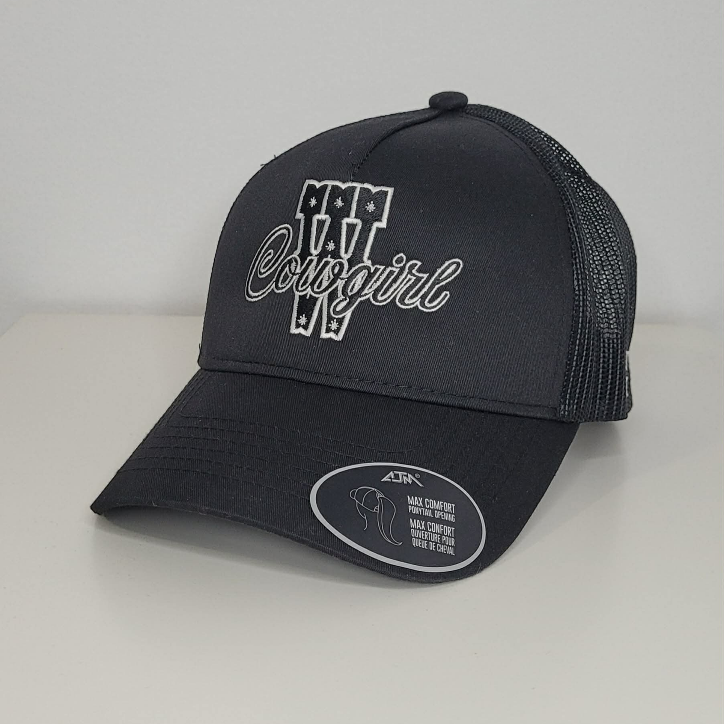 Casquette western | Logo brodé blanc CGIRL | Noire et maille noire
