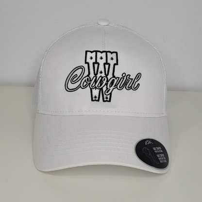 Casquette western | Logo brodé blanc CGIRL | Blanche et maille blanche