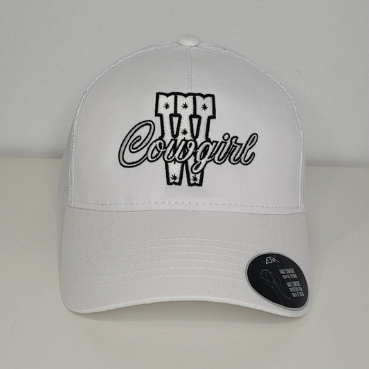 Casquette western | Logo brodé blanc CGIRL | Blanche et maille blanche