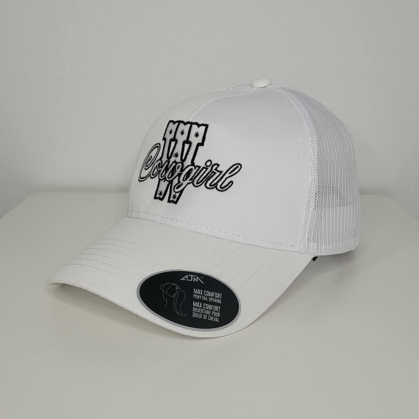 Casquette western | Logo brodé blanc CGIRL | Blanche et maille blanche