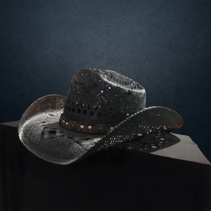 Chapeau de cowboy en paille noir