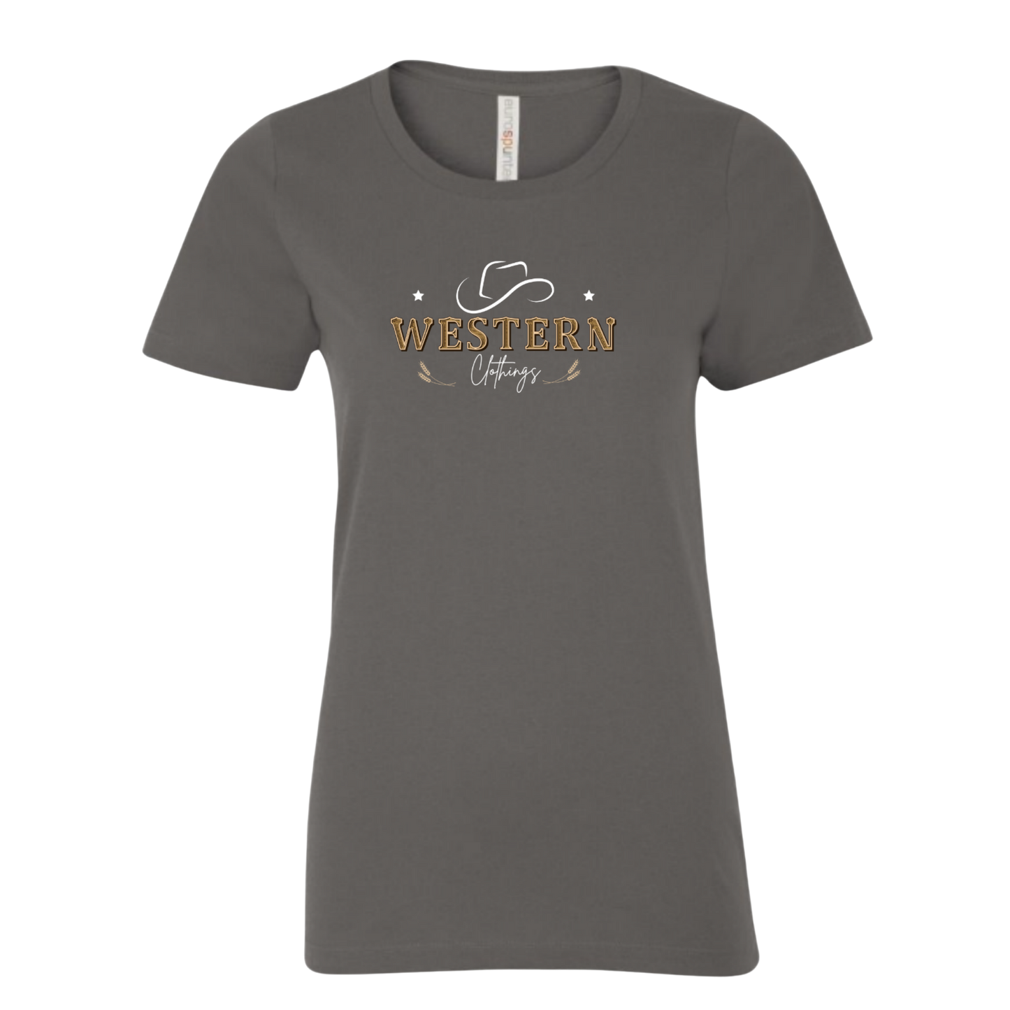T-shirt Western Femme col rond | HAT | Gris charbon