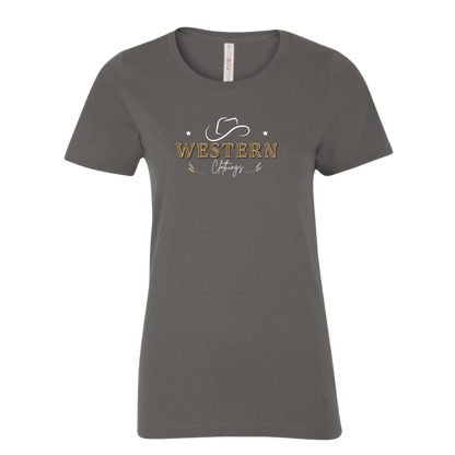 T-shirt Western Femme col rond | HAT | Blanc, noir, gris charbon ou chiné