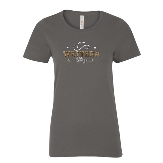 T-shirt Western Femme col rond | HAT | Gris charbon