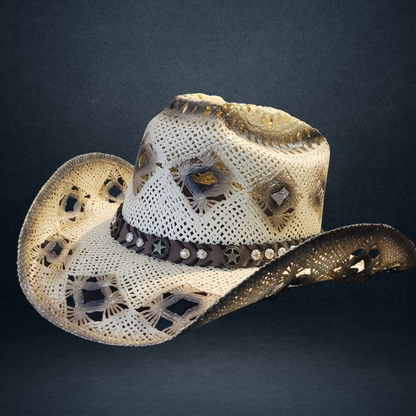 Chapeau de cowboy en paille beige