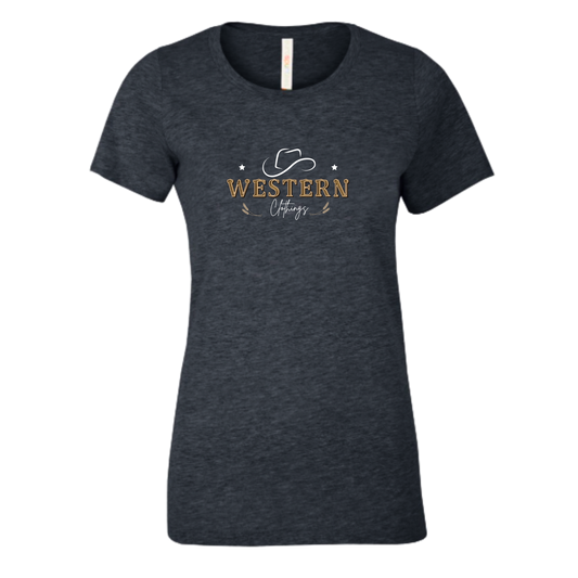 T-shirt Western Femme col rond | HAT | Gris chiné