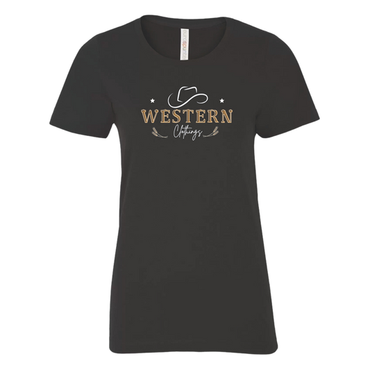 T-shirt Western Femme col rond | HAT | Noir