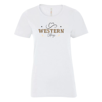 T-shirt Western Femme col rond | HAT | Blanc, noir, gris charbon ou chiné