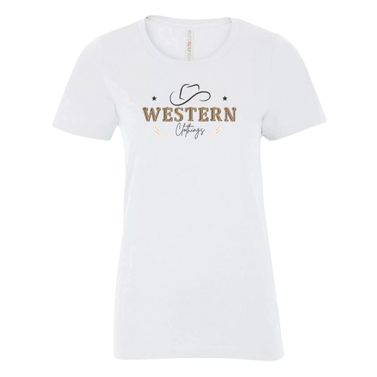 T-shirt Western Femme col rond | HAT | Blanc