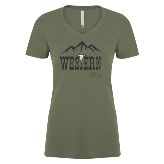 T-shirt Western Femme col en v | WC | Mousse