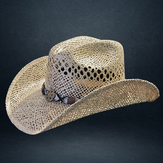 Chapeau de cowboy en paille beige