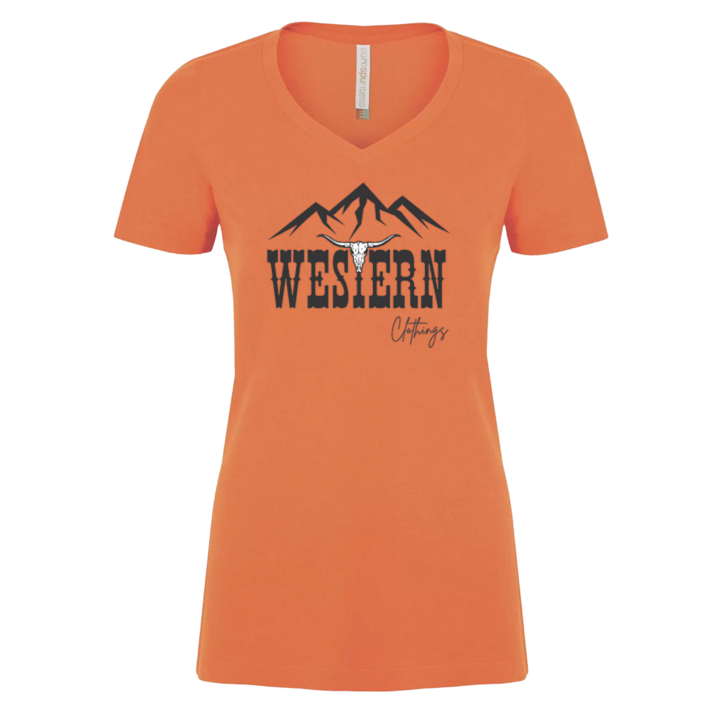 T-shirt Western Femme col en v | WC | Orange