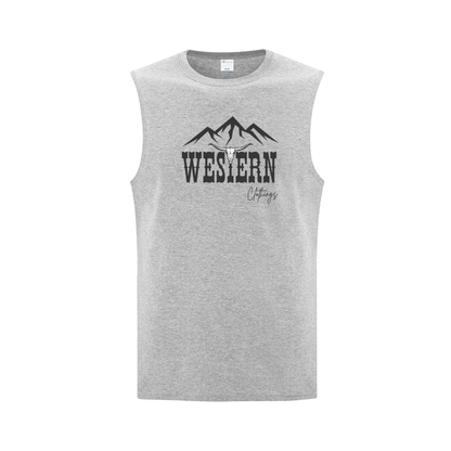 T-shirt Western sans manche Homme | WC | Gris chiné