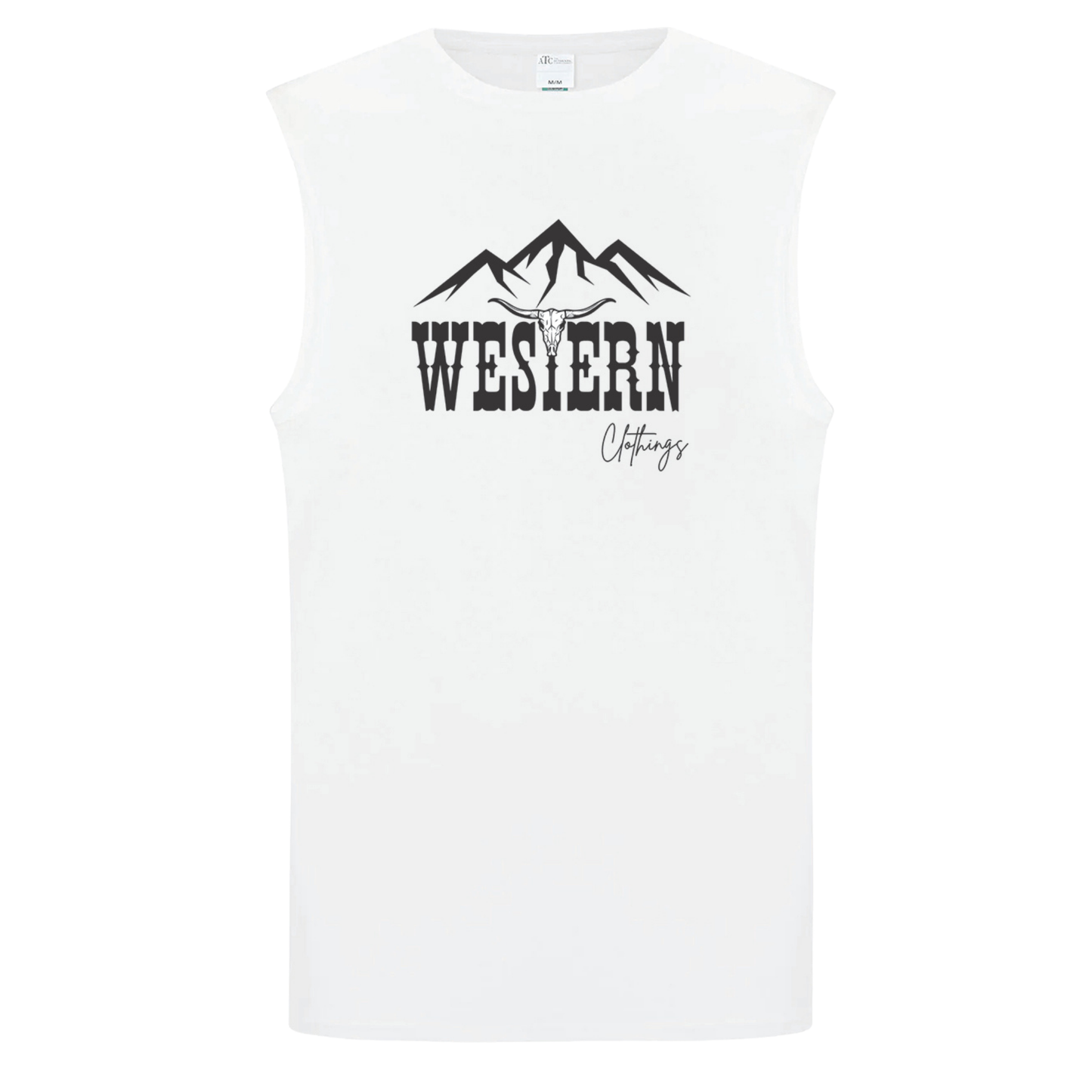 T-shirt Western sans manche Homme | WC | Blanc