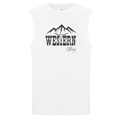 T-shirt Western sans manche Homme | WC | Blanc