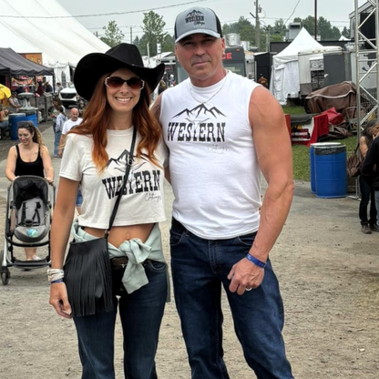 T-shirt Western sans manche Homme | WC | Blanc