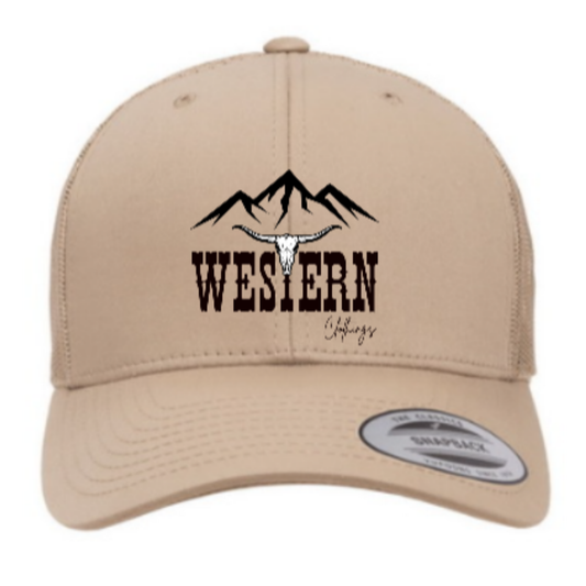 Casquette western | Logo brodé noir WC | Sable et maille sable