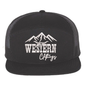 Casquette western visière plate | Logo brodé blanc WC | Noir et maille noire