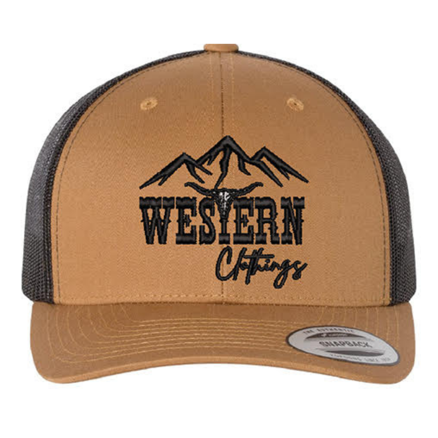 Casquette western | Logo brodé noir WC | Caramel et maille noire