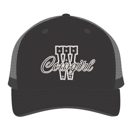 Casquette western | Logo brodé blanc CGIRL | Noire et maille noire