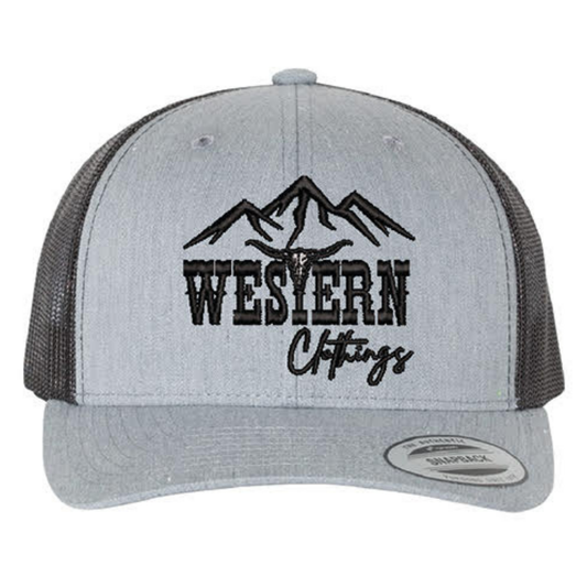 Casquette western | Logo brodé noir WC | Gris pâle et maille noire