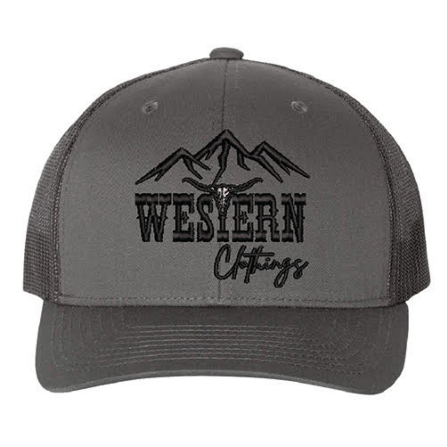 Casquette western | Logo brodé noir WC | Charcoal et maille noire