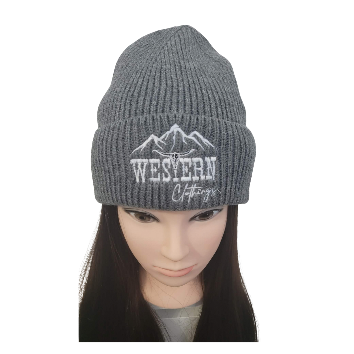 Tuque brodée avec rebord | Noire, grise ou caramel