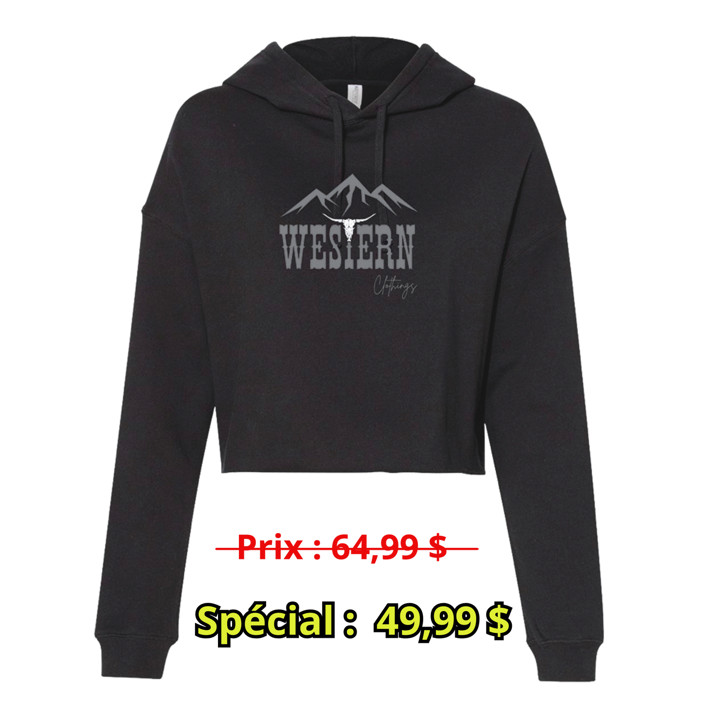 Crop top Western Femme hoodie | WC | Crème, noir ou vert pâle