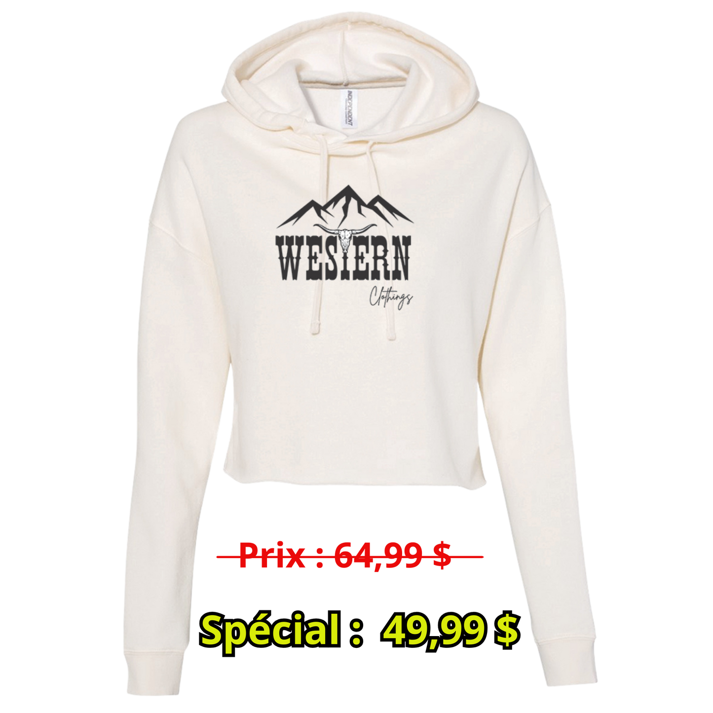 Crop top Western Femme hoodie | WC | Crème, noir ou vert pâle