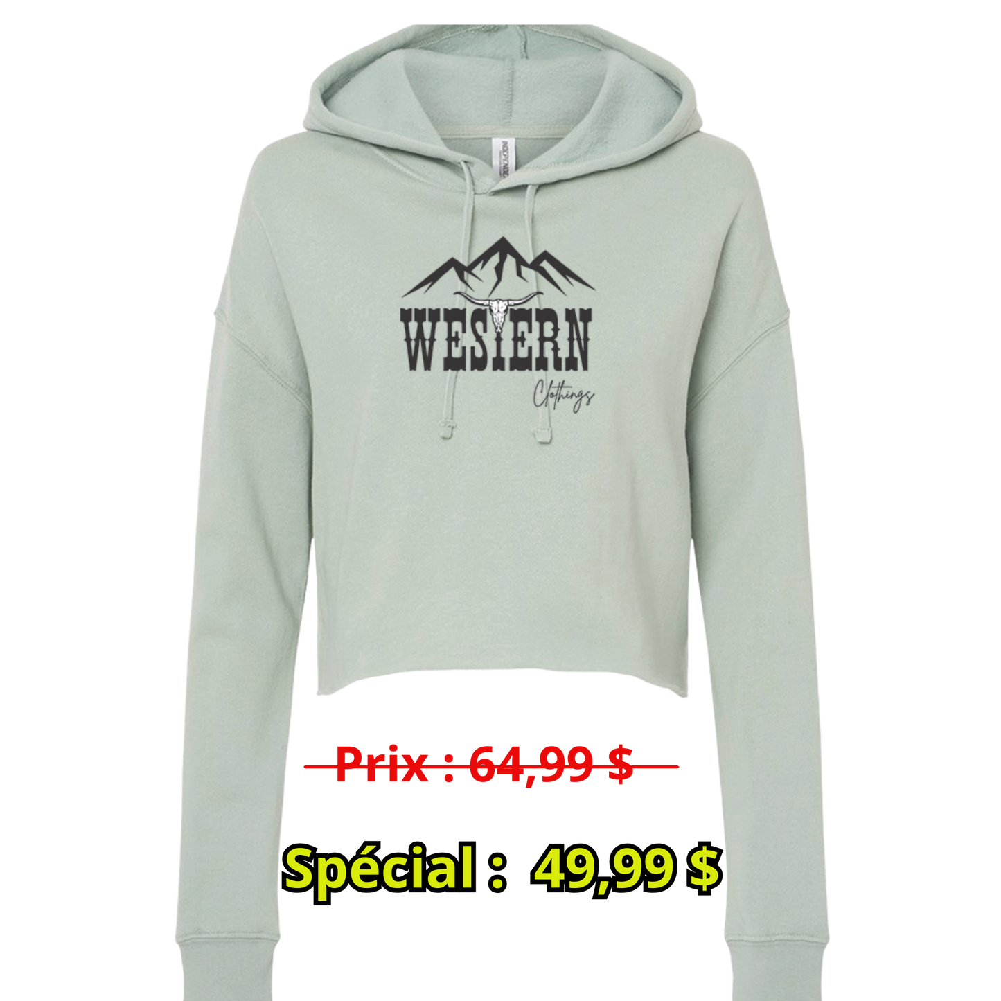 Crop top Western Femme hoodie | WC | Crème, noir ou vert pâle
