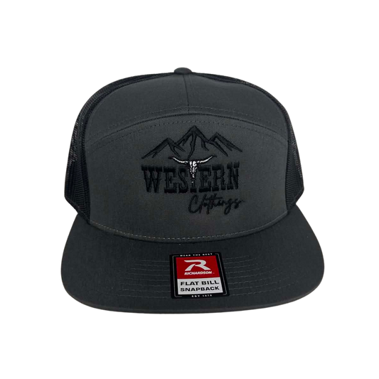 Casquette western visière plate | Logo brodé noir WC | Charcoal et maille noir