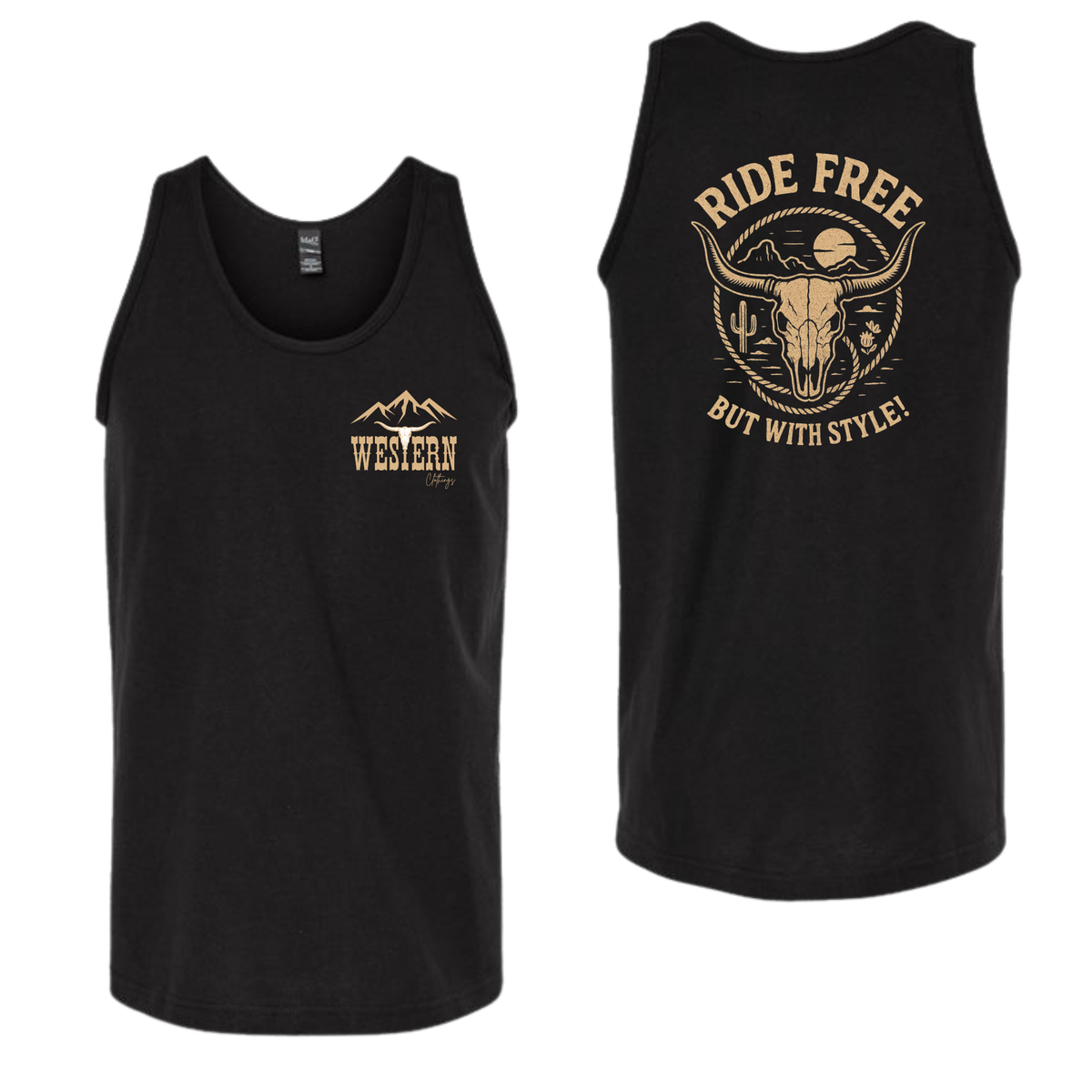 Camisole western Homme | Logo RF | Noir
