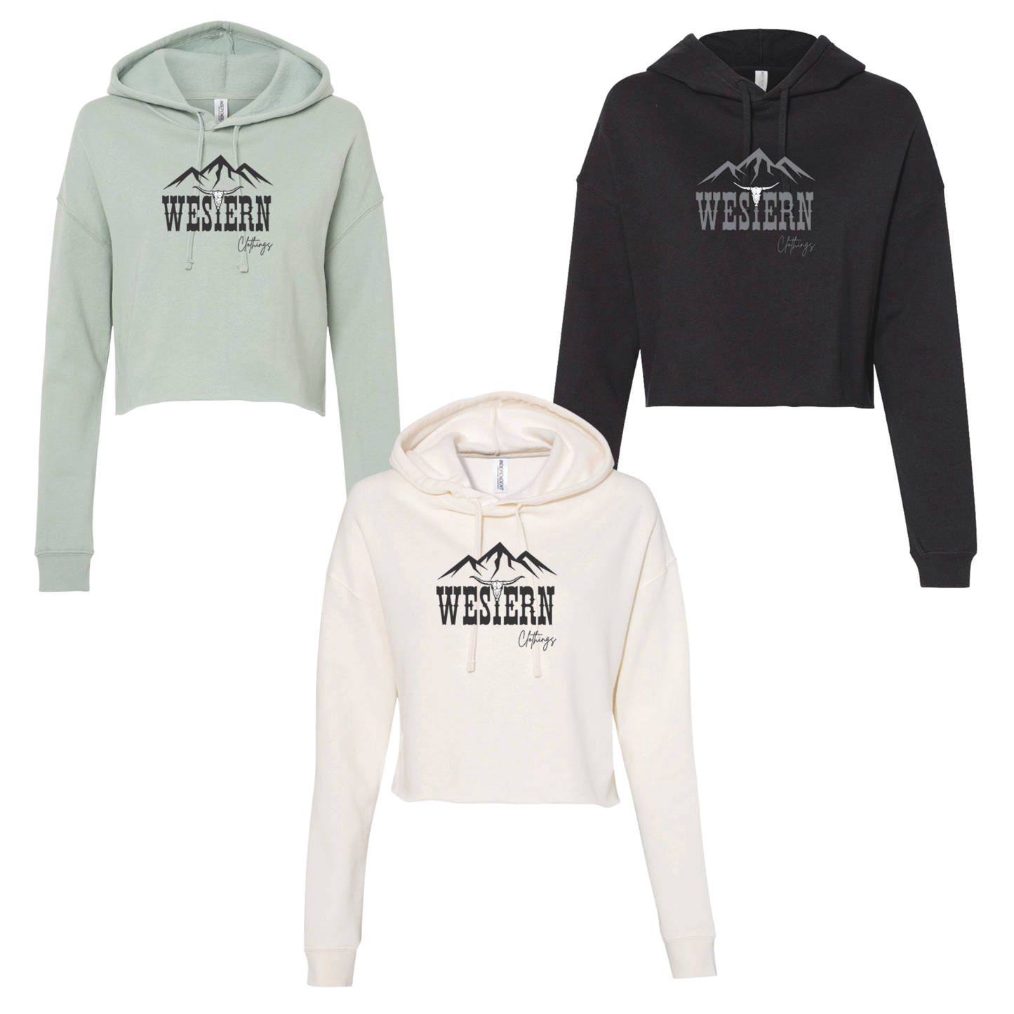 Crop top Western Femme hoodie | WC | Crème, vert pâle ou noir