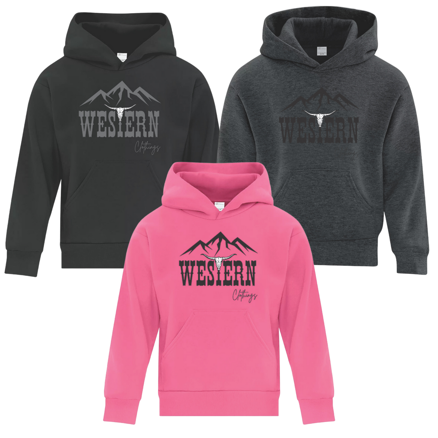 Hoodie Western Enfant | WC | Gris foncé, rose ou noir