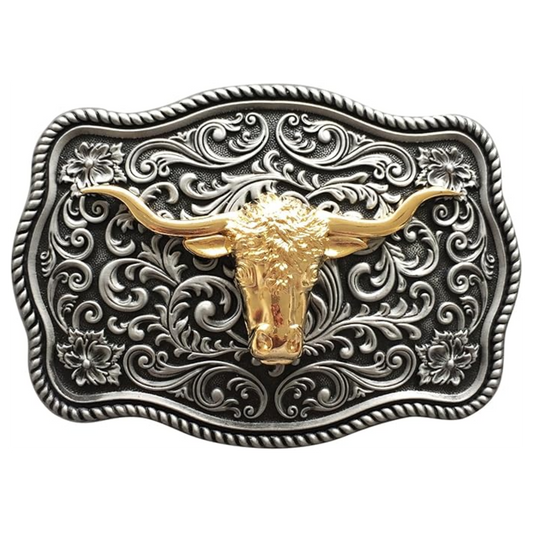 Boucle de ceinture Western | Argent et or