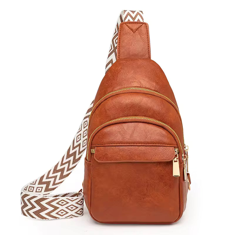 Sac à bandoulière en cuir PU, brun, noir ou crème