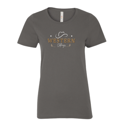 T-shirt Western Femme col rond | HAT | Gris charbon