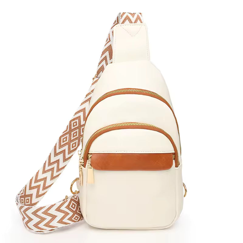 Sac à bandoulière en cuir PU, brun, noir ou crème