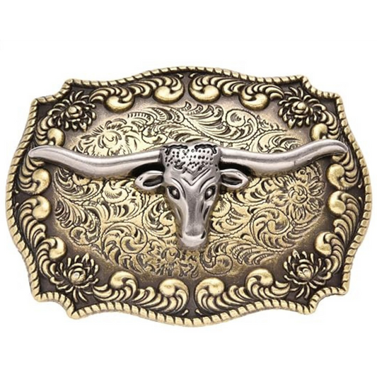 Boucle de ceinture Long Horn Western | Or