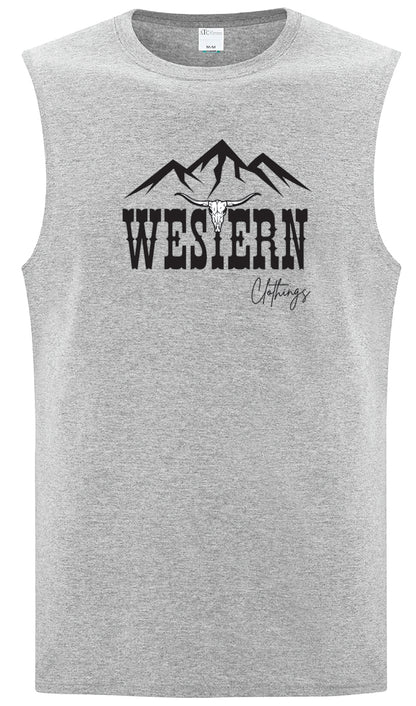 T-shirt Western sans manche Homme | WC | Gris chiné